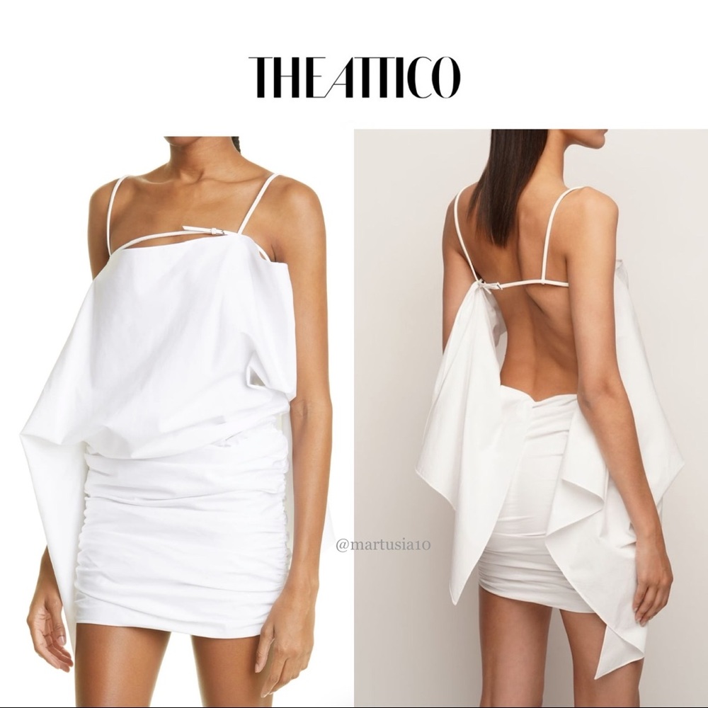 THE ATTICO PENELOPE PARACHUTE WHITE  STRUCTURE MINI DRESS sz 44 US 8 NWT 883$